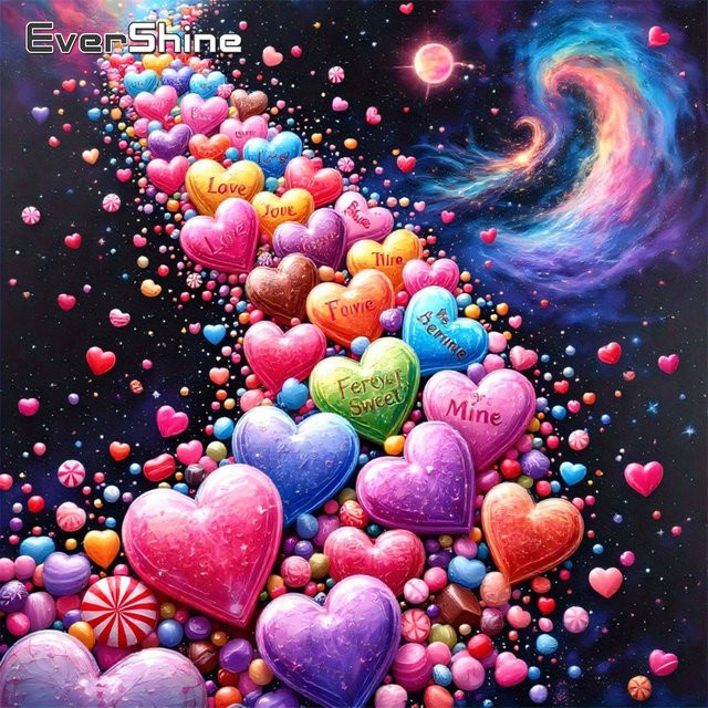 Evershine 5D Diamant-Mosaik Stickerei Liebesherz in Multicolour mit Vollquadrat-Drill-Technik - Bild 1