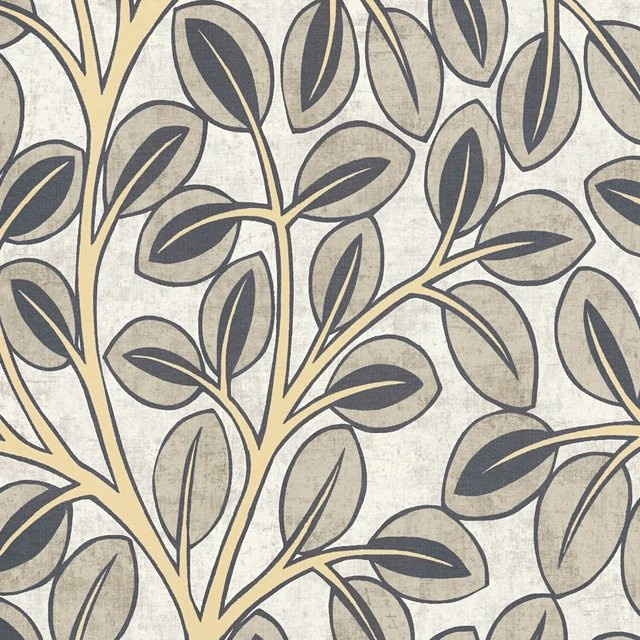 PROFHOME Landhaus Tapete Floral in Grau, Gelb und Beige, Vlies-Tapete mit botanischem Muster, Breite: 0,53 m, Länge: 10,05 m - Bild 1