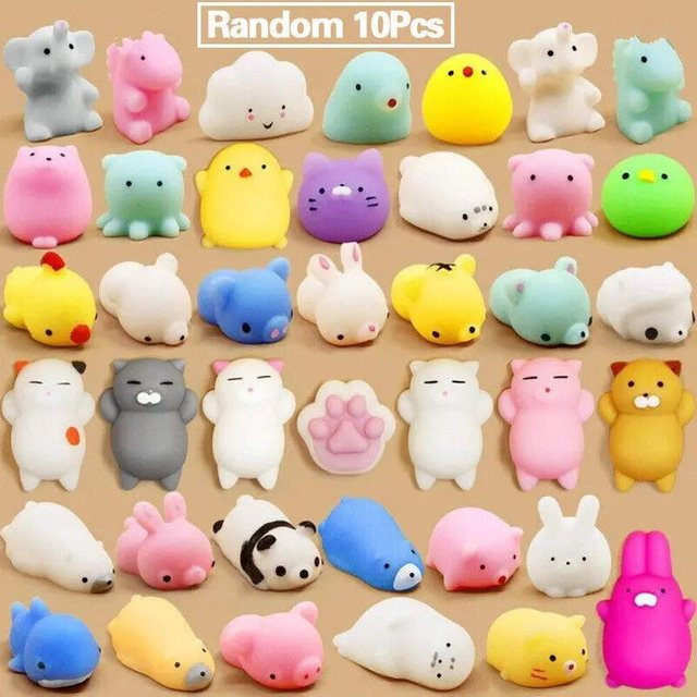 Kidsly Mini-Squishy-Mochi-Squishy-Spielzeug, 10-teiliges Set, Kawaii-Tier-Squishy-Stress-Spielzeug - Bild 1