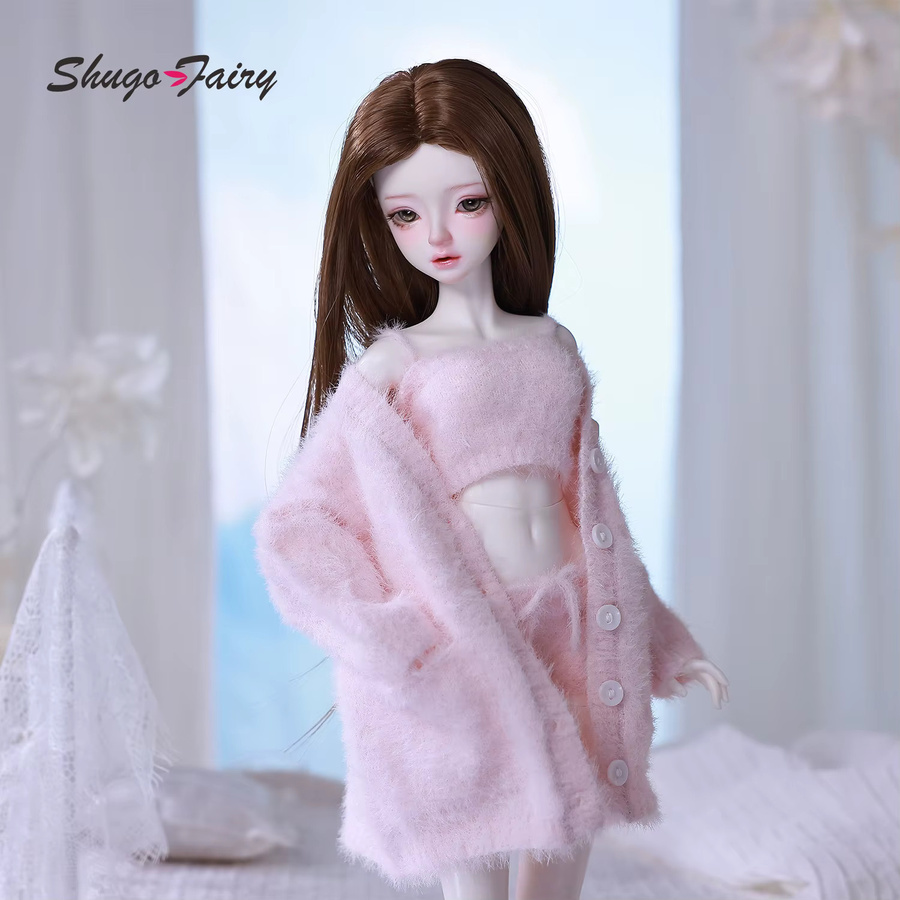 Shugafairy Bjd-Kleidung, Strickpullover, Puppenzubehör, Weiß, Rosa / Pink - Bild 1