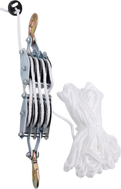 Aimo Seilzug Flaschenzugsystem mit 8:1 Hebeverhältnis und 2200lb Arbeitslast in Silber - Bild 1
