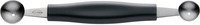 Doppelter Fruchtausstecher aus Edelstahl und Kunststoff in Schwarz und Silber, Durchmesser: 22 mm und 25 mm - Bild 1