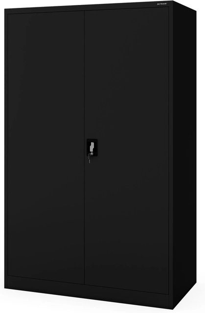 JAN NOWAK Metall-Büroschrank JAN II D600 Schwarz mit verstellbaren Regalböden und Schloss, H: 185 cm, B: 115 cm, T: 60 cm - Bild 1