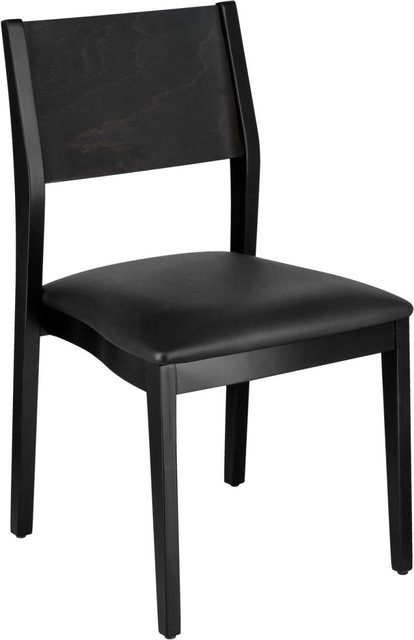 VEGA Stapelstuhl Stak aus Kunstleder mit Buchengestell, 2er Pack, Sitz schwarz, Gestell wenge, B/T/H: 48 x 51 x 86 cm - Bild 1
