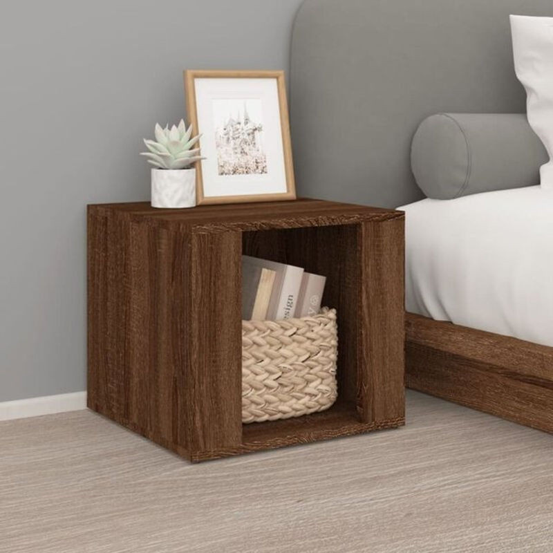 Vidaxl Nachttisch in Braun in Eichen-Optik aus Holzwerkstoff, B/T/H: 41 x 40 x 36 cm - Bild 1