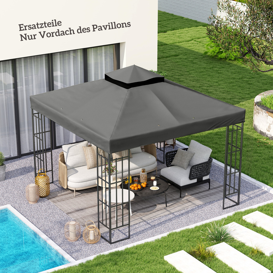 Outsunny Ersatzdach für Pavillon aus Oxford-Stoff, wasserdicht, Dunkelgrau, B/H/L: 300 x 1 x 300 cm - Bild 2