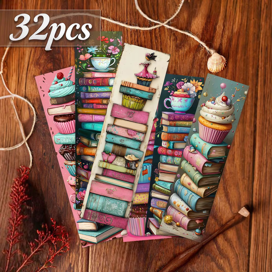 32 Stück Lesezeichen im Kuchen-Design aus Papier, Mehrfarbig - Bild 3