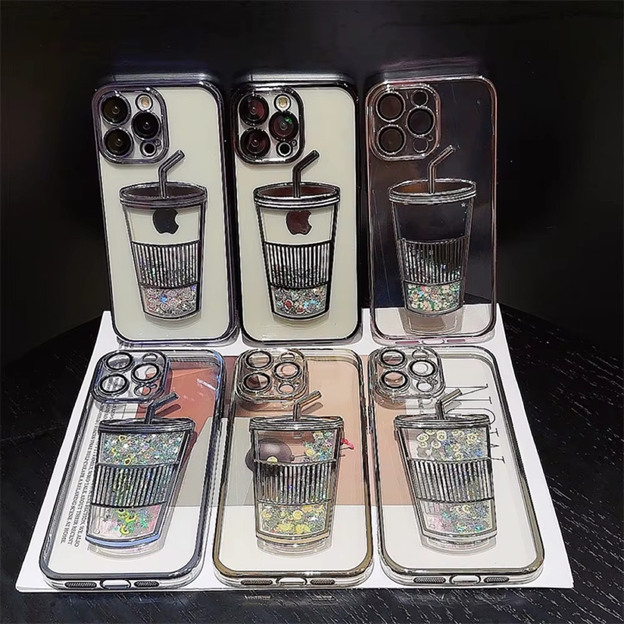 Caynes Acryl Quicksand Cup Handyhülle für iPhone 14 Pro Max 13 12 11 Pro Max stoßfest transparent mehrfarbig - Bild 1