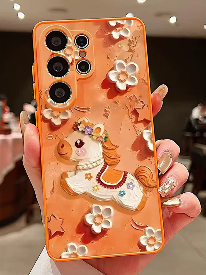 Magnetische Handyhülle mit Cartoon-Pferdemuster für Samsung Galaxy S26 S25 Ultra S24 S23 FE A57 A17 A56 A37 A16 A55 A54 A36 A35 in Gold - Bild 4