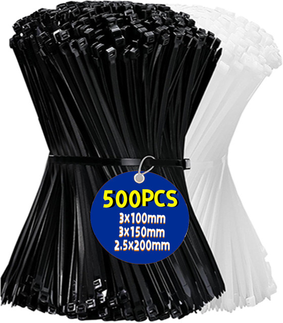 Selbstsichernde Kunststoff-Nylon-Kabelbinder in Schwarz, 100 Stück - Bild 1