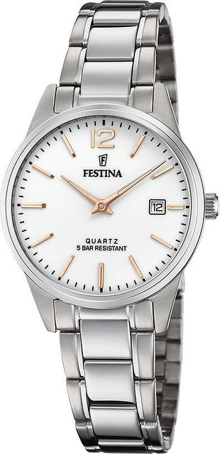 Festina Armbanduhr, Quarz, Edelstahl, Weiß, 31 mm, Damen - Bild 1