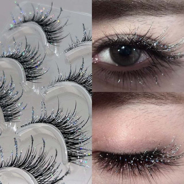 Mixiaohe Wimpern, 5 Paar, C-Curl, Schimmernd, Unisex - Bild 1