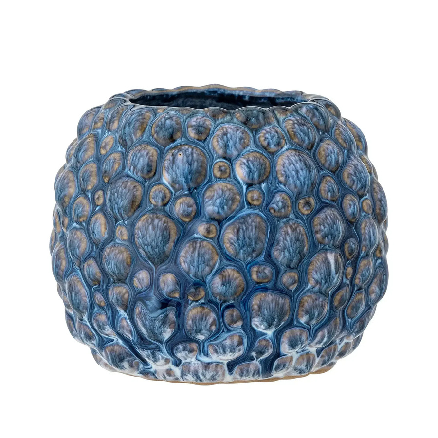 Bloomingville Blumentopf Susannah aus Keramik in Blau, Durchmesser: 12 cm - Bild 1