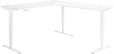 Elektrisch höhenverstellbarer Winkelschreibtisch AERO FLEX in Weiß mit Memorypanel, B 200 cm x T 200 cm - Bild 1