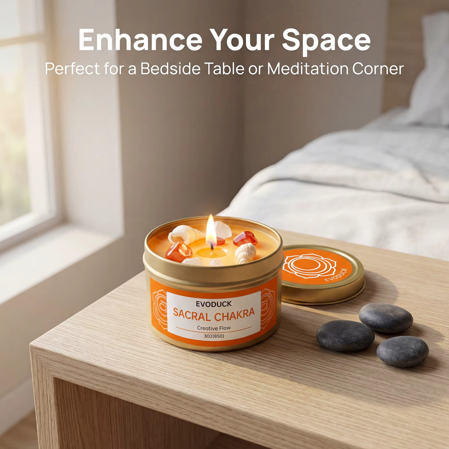 Weet Orange Sakral-Chakra-Kerze mit fruchtigem Duft für Yoga und Meditation - Bild 2