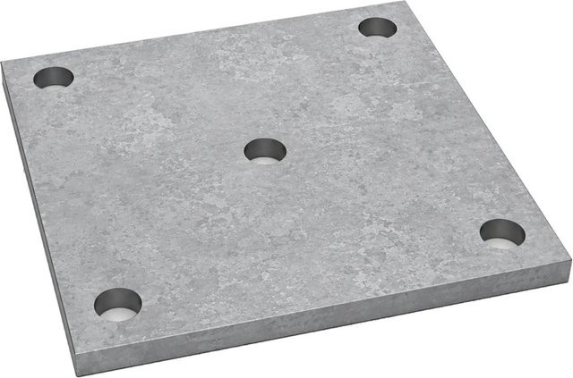 SO-TECH Anschweißplatte aus Stahl Q235 in Schwarz, B/T/H: 130 x 130 x 5 mm, mit 5 Befestigungslöchern Ø 13 mm - Bild 1