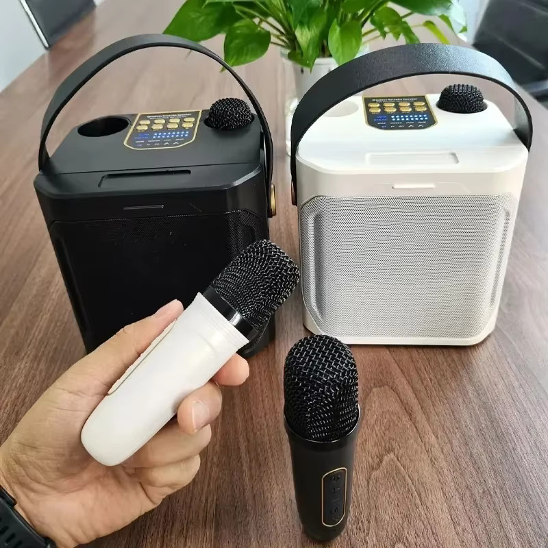 Tragbarer AyeBeau Karaoke Bluetooth Lautsprecher mit Mikrofon und Subwoofer in Weiß - Bild 4