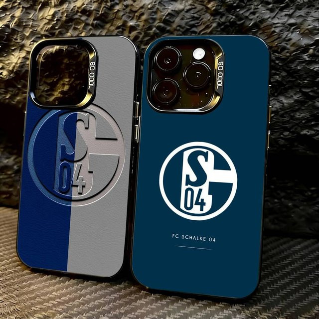 S-Schalke 04 Handyhülle für Apple iPhone 17, 16, 15, 14, 13, 12, 11 Plus, Pro Max, XS in Silber-Schwarz-Blau - Bild 1