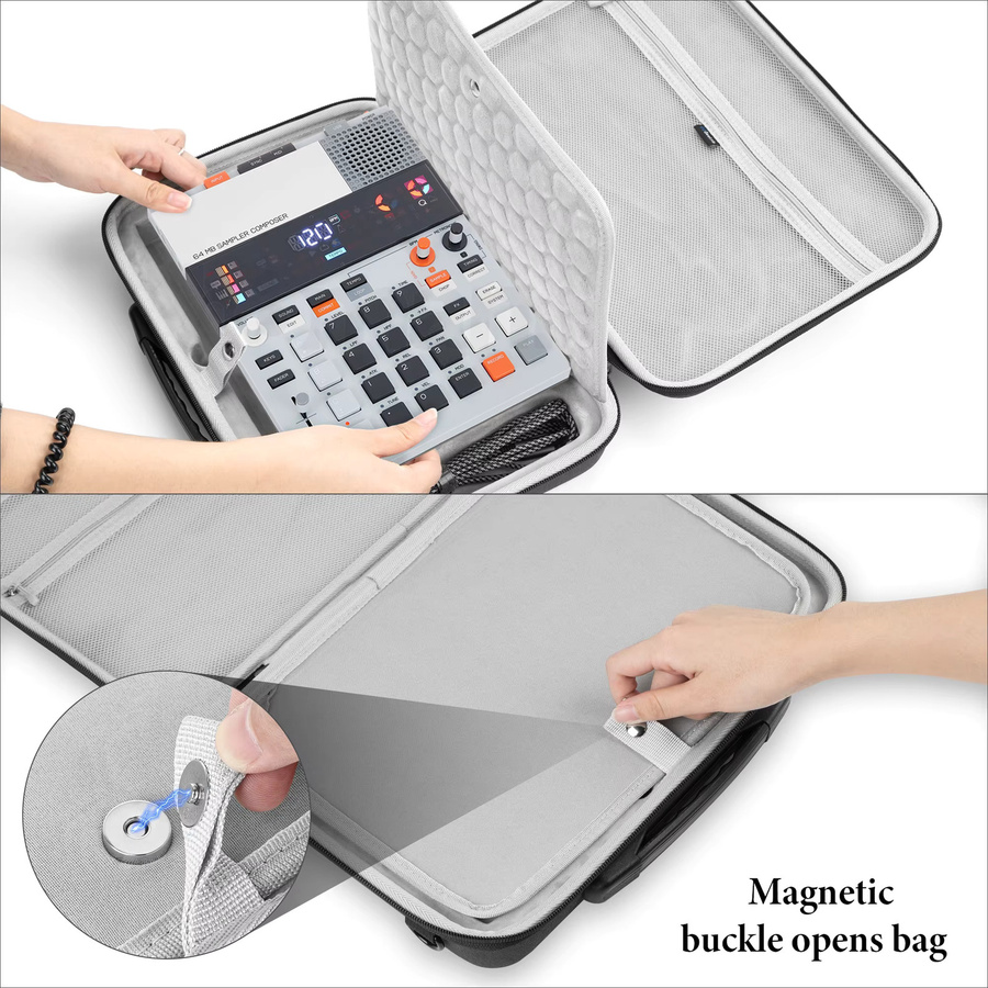 Geekria Hartschalen-Reisetasche für Drum-Machines, kompatibel mit Teenage Engineering EP-133 K.O. II EP-1320, Dunkelgrau - Bild 4