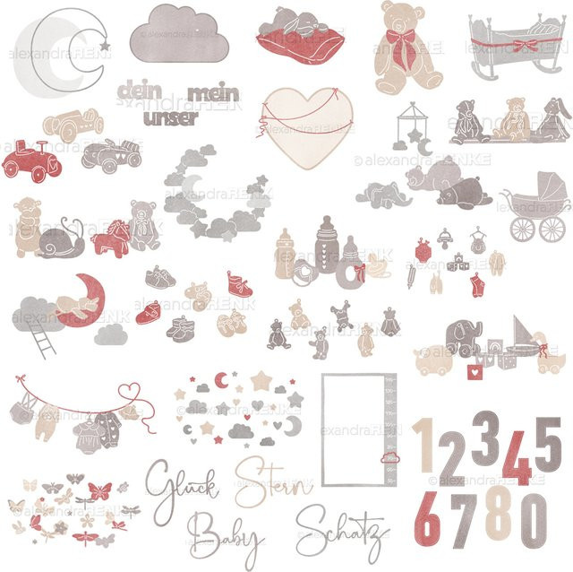 Piggy Craft Metall-Stanzformen Baby-Dekorationsserie für Scrapbook und Bastelarbeiten, Mehrfarbig - Bild 1