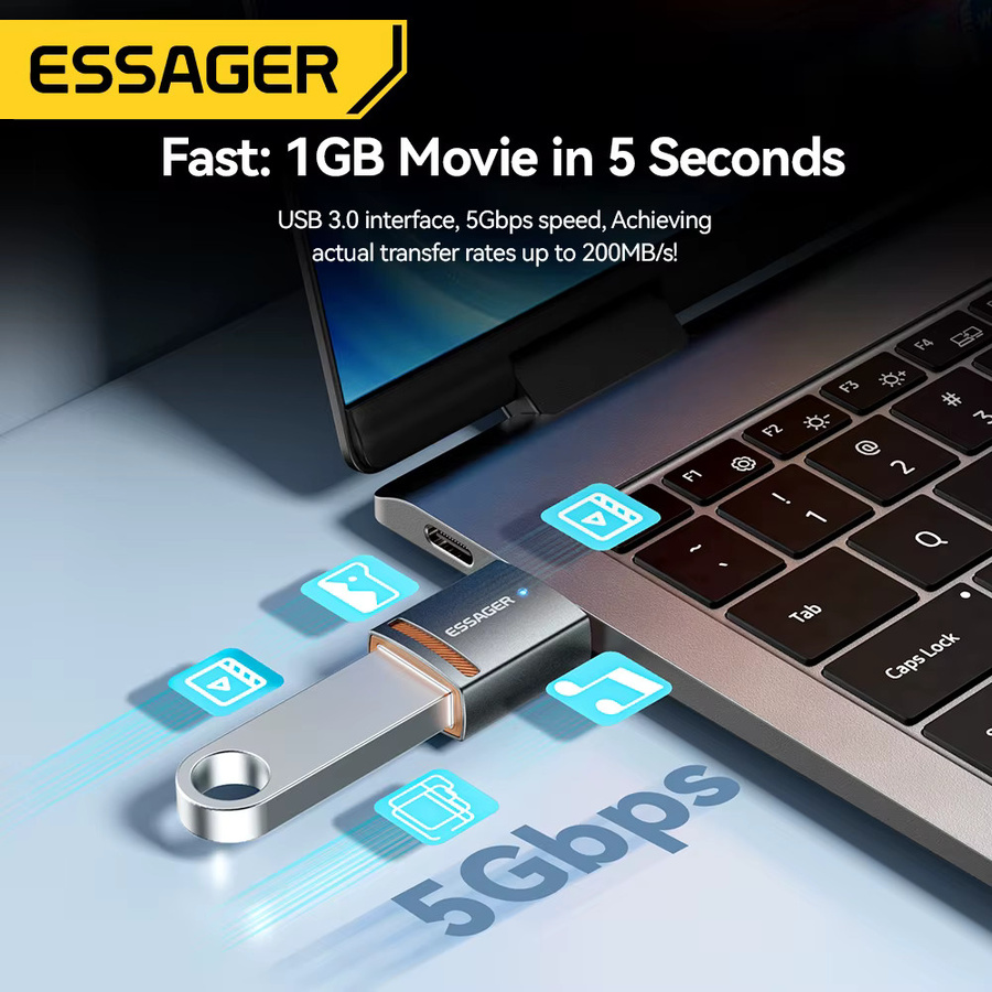 Essager USB 3.0 OTG Adapter von USB-A auf USB-C Konverter für MacBook Pro Air und Samsung S20 S10 - Bild 3