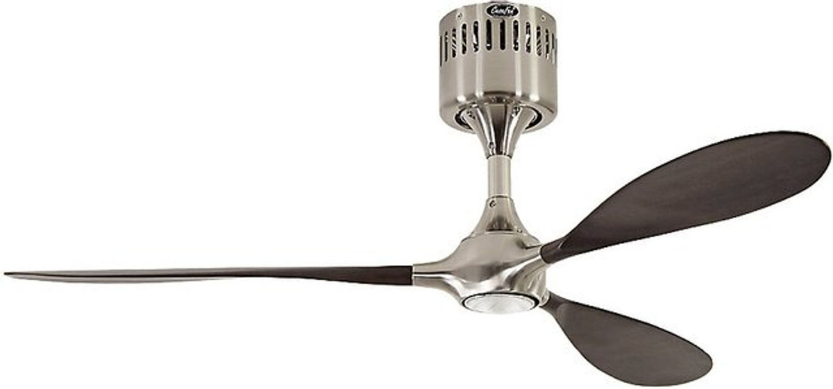 Plafondventilator HELICO PADDEL mit Fernbedienung aus Massivholz und Metall in Nussbaum und gebürstetem Chrom - Bild 1