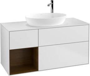 V&B Waschtischunterschrank Finion mit Wandbeleuchtung, Farbe: Weiß lackiert, Breite: 120 cm, Tiefe: 50,1 cm, Höhe: 50,1 cm - Bild 1