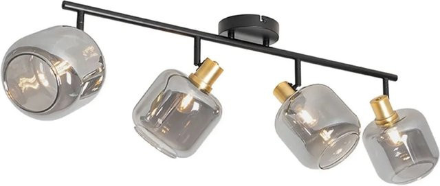 QAZQA Deckenspot Zuzanna 4-flammig in Schwarz und Gold mit Rauchglas, dimmbar - Bild 1