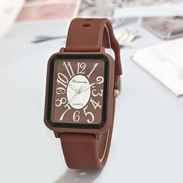Armbanduhr Damen, Quarz, Weiß, Rechteckig, Silikon, Kunststoff - Bild 1