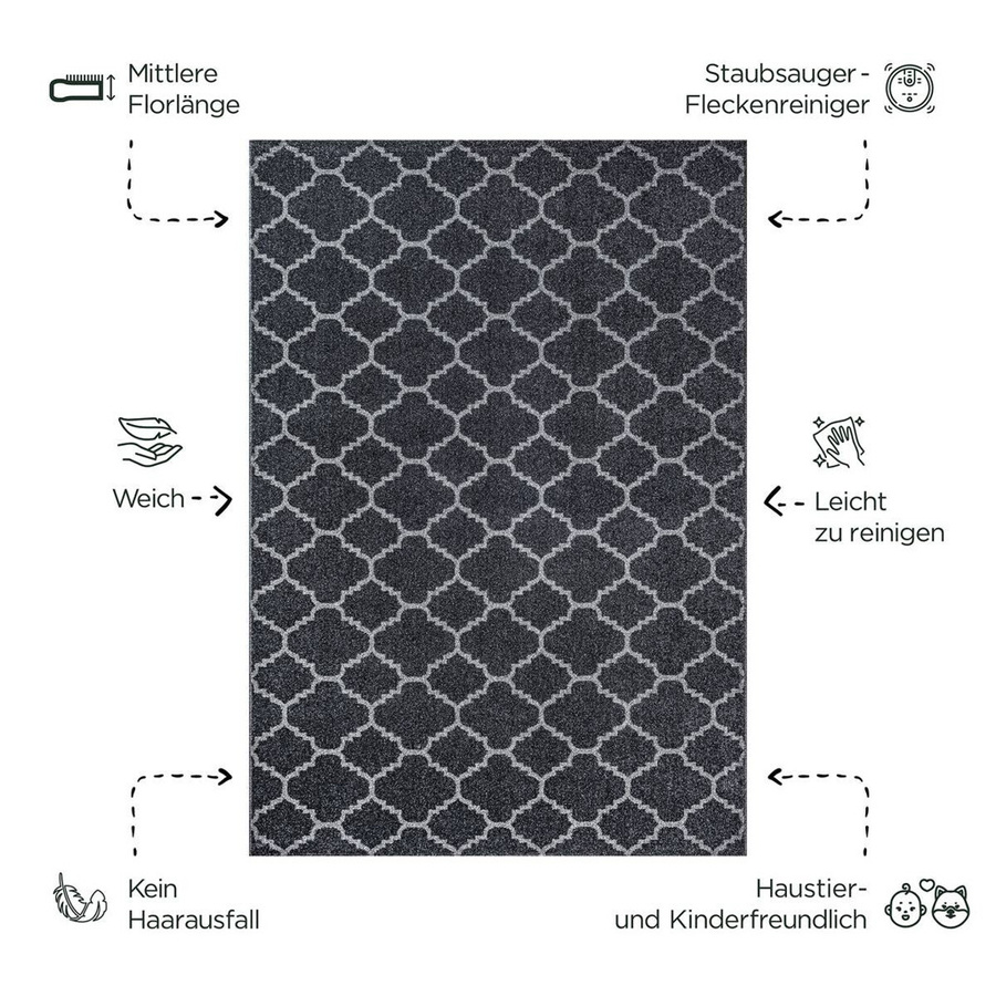 Sanat Teppich Schwarz Geometrisches BOHO Design B/L: 200 x 80 cm - Bild 2