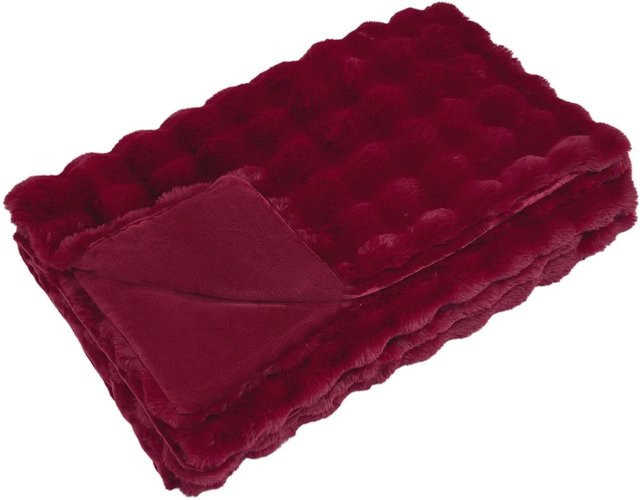vidaXL Kunstfell Decke aus Polyester in Bordeauxrot, B/B: 220 x 240 cm - Bild 1