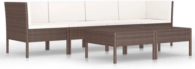 vidaXL 6-tlg Garten-Lounge-Set aus Poly Rattan in Braun mit Auflagen und L-Form - Bild 1