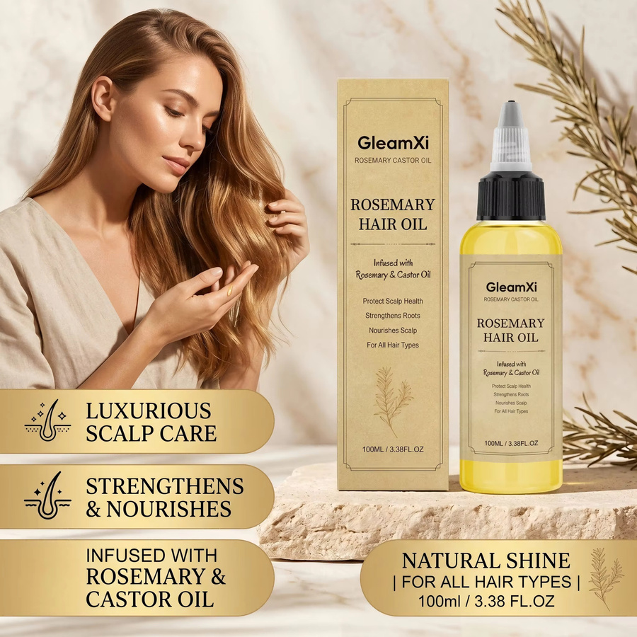 Gleamxi Rosmarin-Rizinusöl, Haaröl, Unisex - Bild 4