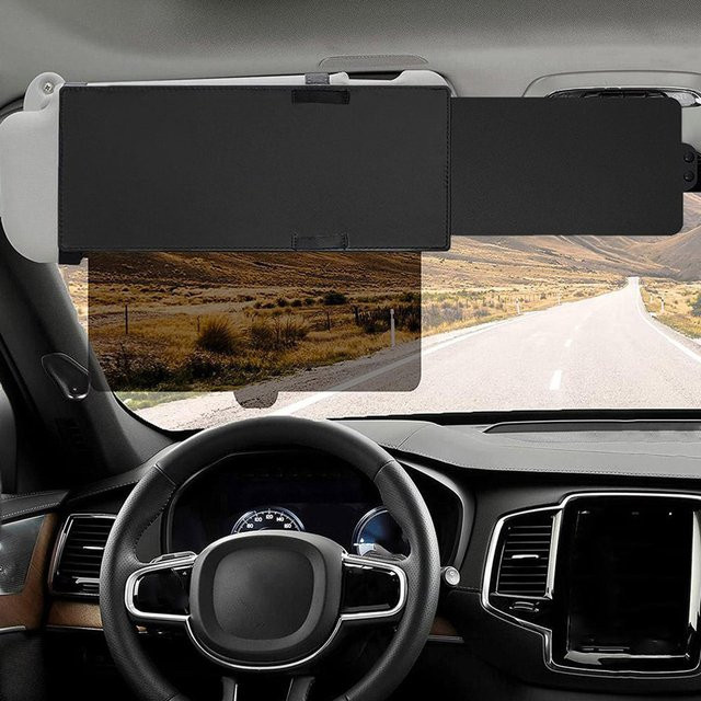 Everso Auto Visier Extender Anti-Glare, verstellbare Sonnenblende Verlängerung für das Auto, Schwarz - Bild 1