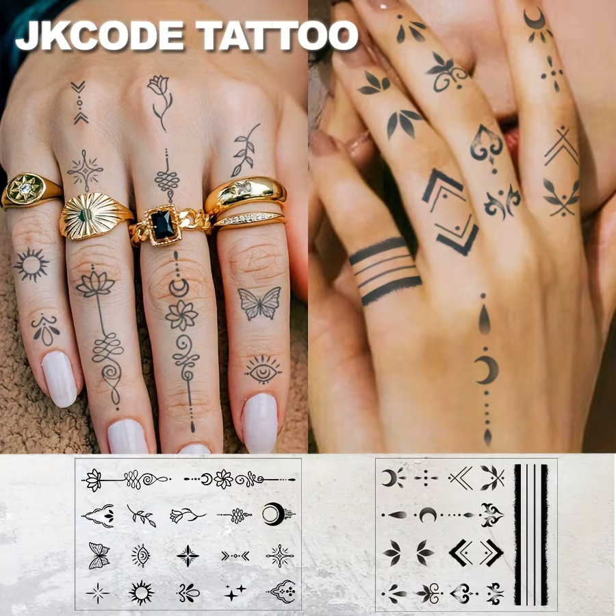 JKCODE TATTOO Temporäres Tattoo, Schmetterlinge und Sanskrit-Totems, Unisex - Bild 2