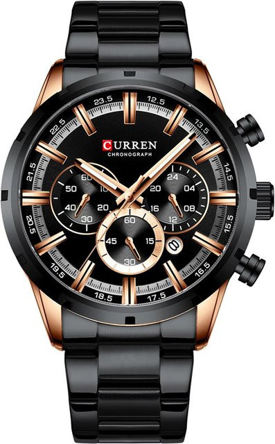 CURREN Armbanduhr, Quarz, Edelstahl, Bicolor, Schwarz, Herren - Bild 1