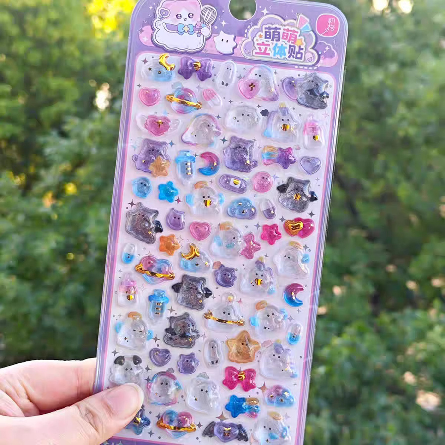 Kawaii 3D Relief Aufkleber mit Obst, Dessert und Tieren aus Resin für Scrapbooking und DIY Journal, Mehrfarbig - Bild 2