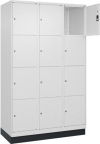 C+P Schließfachschrank Classic PLUS mit Sockel und 3 Abteilen, Farbe: Verkehrsweiß und Schwarz, B/T/H: 120 x 50 x 195 cm - Bild 1