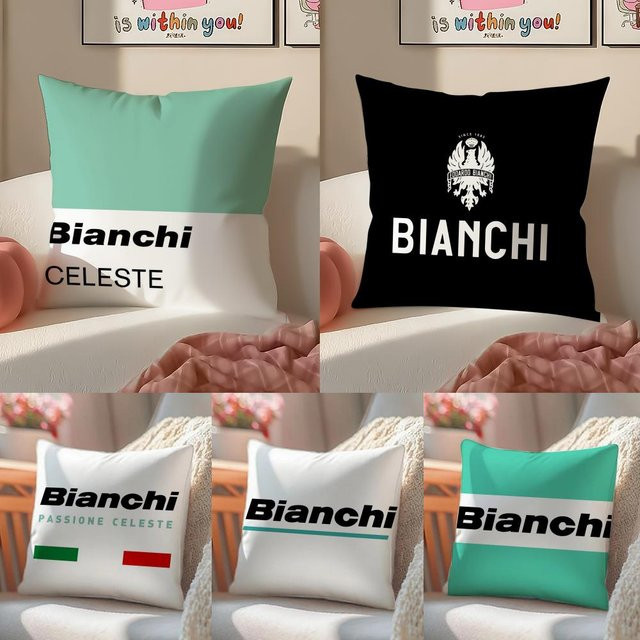 B-Bianchi Logo-Kissenbezug aus Plüsch in Weiß und Multicolour, quadratisch, Breite: 30 cm, Höhe: 30 cm, Tiefe: 30 cm - Bild 1