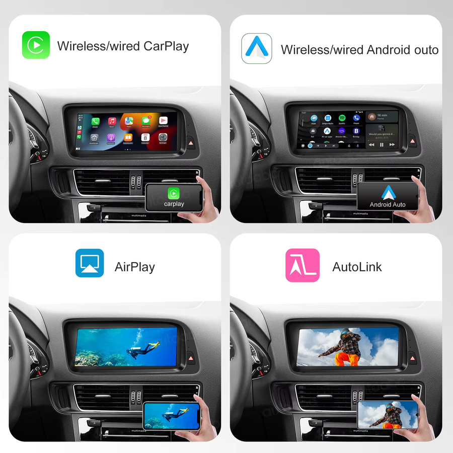 AUTOABC Kabelloses CarPlay und Android Auto Interface für Audi A4 A5 Q5 3G MMI-System mit MirrorLink, AirPlay und Navigation - Bild 2