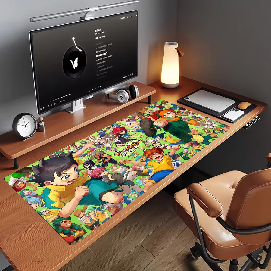 I-InazumaS E-ElevenES Anime-Mauspad XXL Schreibtischunterlage in Multicolour mit rutschfester Unterseite und verriegelbarem Rand für Gaming und Büro - Bild 5