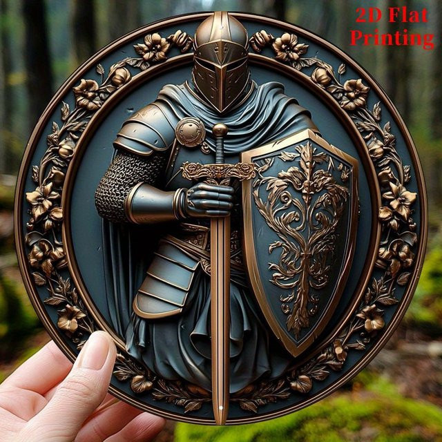 VIVO Aluminium-Ritterschwert-Schild in Schwarz als rustikale Metall-Wanddekoration, B/H: 20,3 x 20,3 cm - Bild 1
