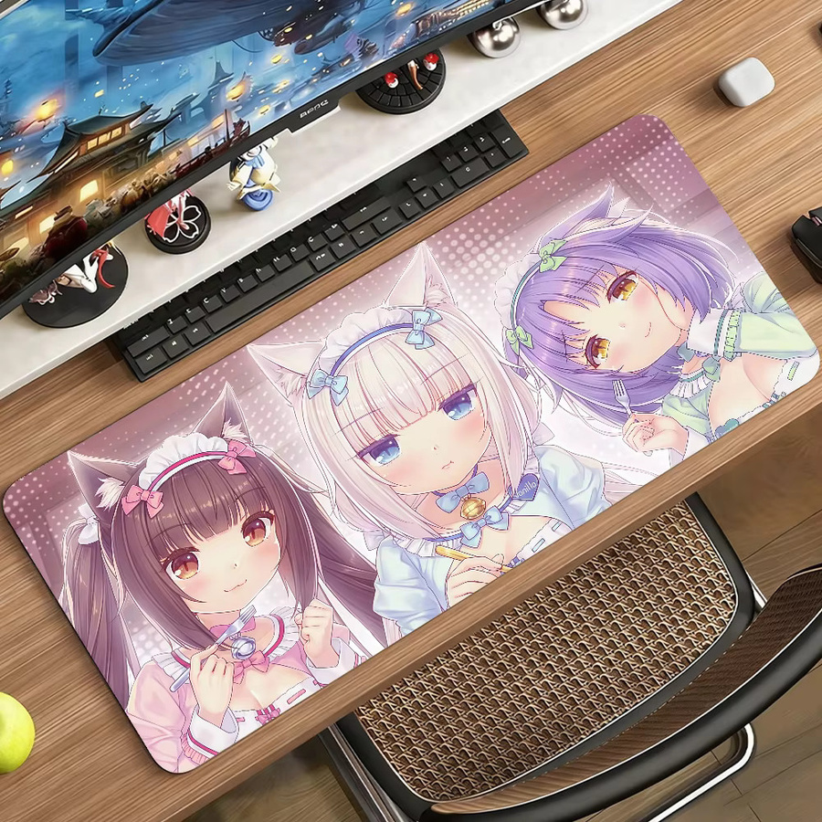 Anime N-NekoparaES XXL Mauspad in Multicolour, rutschfeste Schreibtischunterlage aus Gummi für PC und Laptop - Bild 3