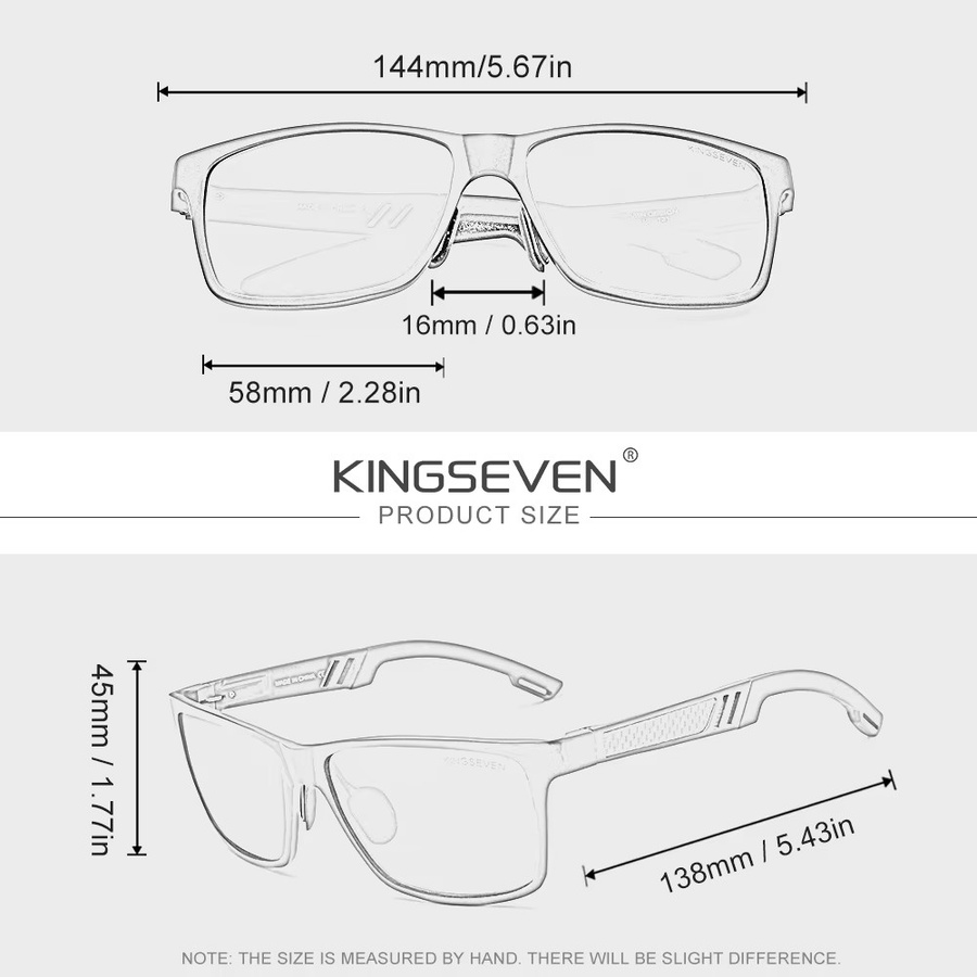 KINGSEVEN Korrektionsbrille, Vollrand, rechteckig, Aluminium, Unisex, black - Bild 3