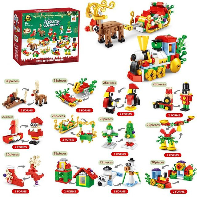 Weihnachtsbaustein Weihnachtsmann Schneemann Rentier Baum, Mikrobaustein Puzzle, ab 6 Jahren - Bild 1