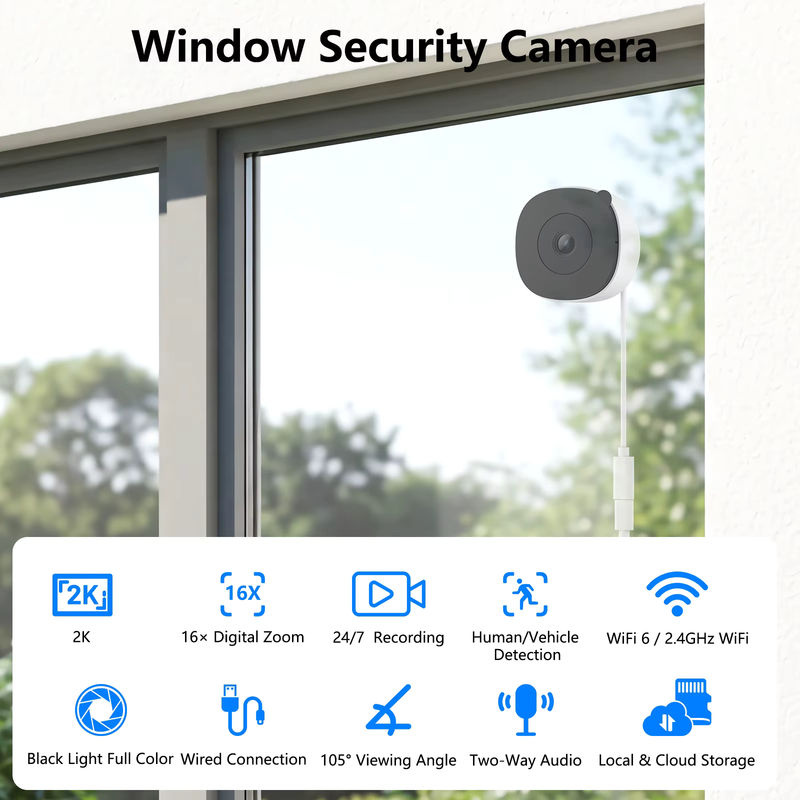Wansview Fenster-Sicherheitskamera 3MP 2K mit Dual-Band 2,4G & 5G WLAN, Starlight Vollfarb-Nachtsicht, 105° Weitwinkel, 4mm Objektiv, Zwei-Wege-Audio und Bewegungserkennung in Weiß - Bild 2