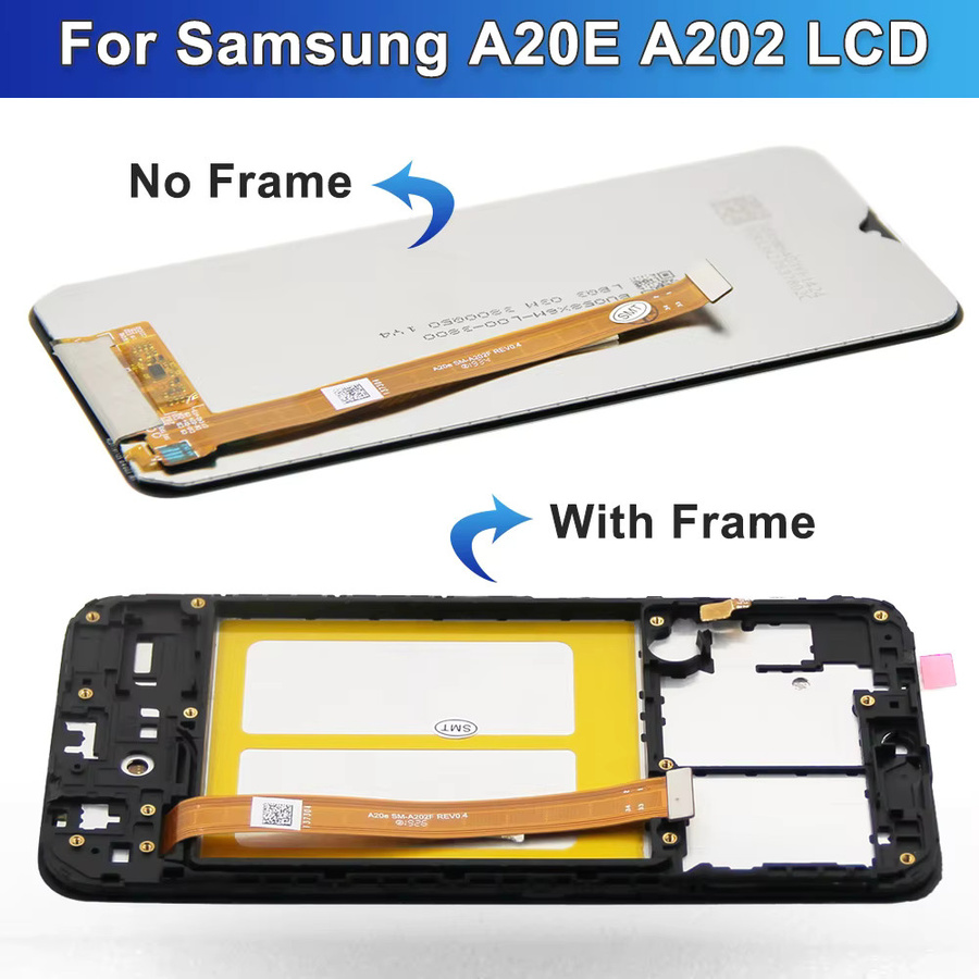 Sinmaytai LCD Display Touchscreen Digitizer Montage mit Rahmen für Samsung Galaxy A20e in Schwarz - Bild 3
