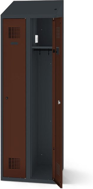 rotstahl Kleiderspind mit Ladefunktion und 2 Türen in Mahagoni mit anthrazitgrauem Korpus, B: 80 cm, H: 200 cm - Bild 1