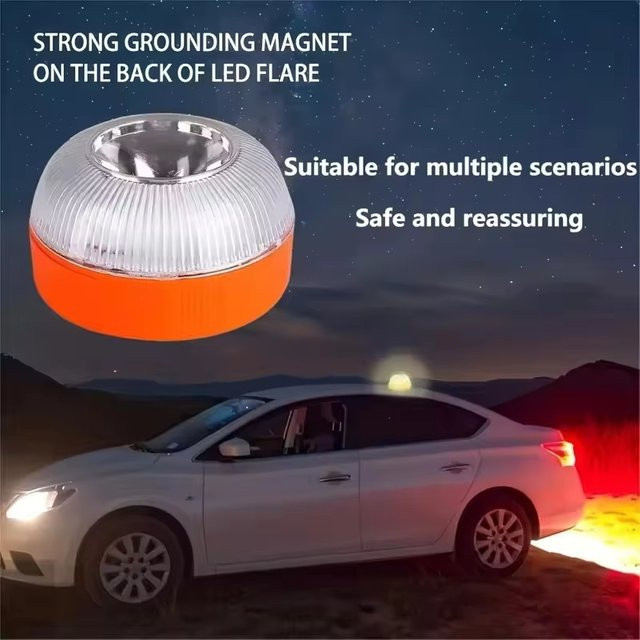 Rotes Auto Notfall Warnlicht mit 2 Lichtmodi und Induktionsfunktion, Batteriebetriebene Strobe-Sicherheitssignallampe in transparenter Ausführung - Bild 1