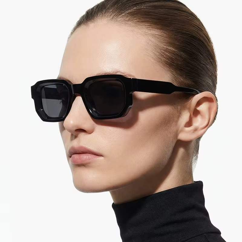 FUQIAN Sonnenbrille Square, Vollrand, Unisex, Schwarz, Kunststoff - Bild 2